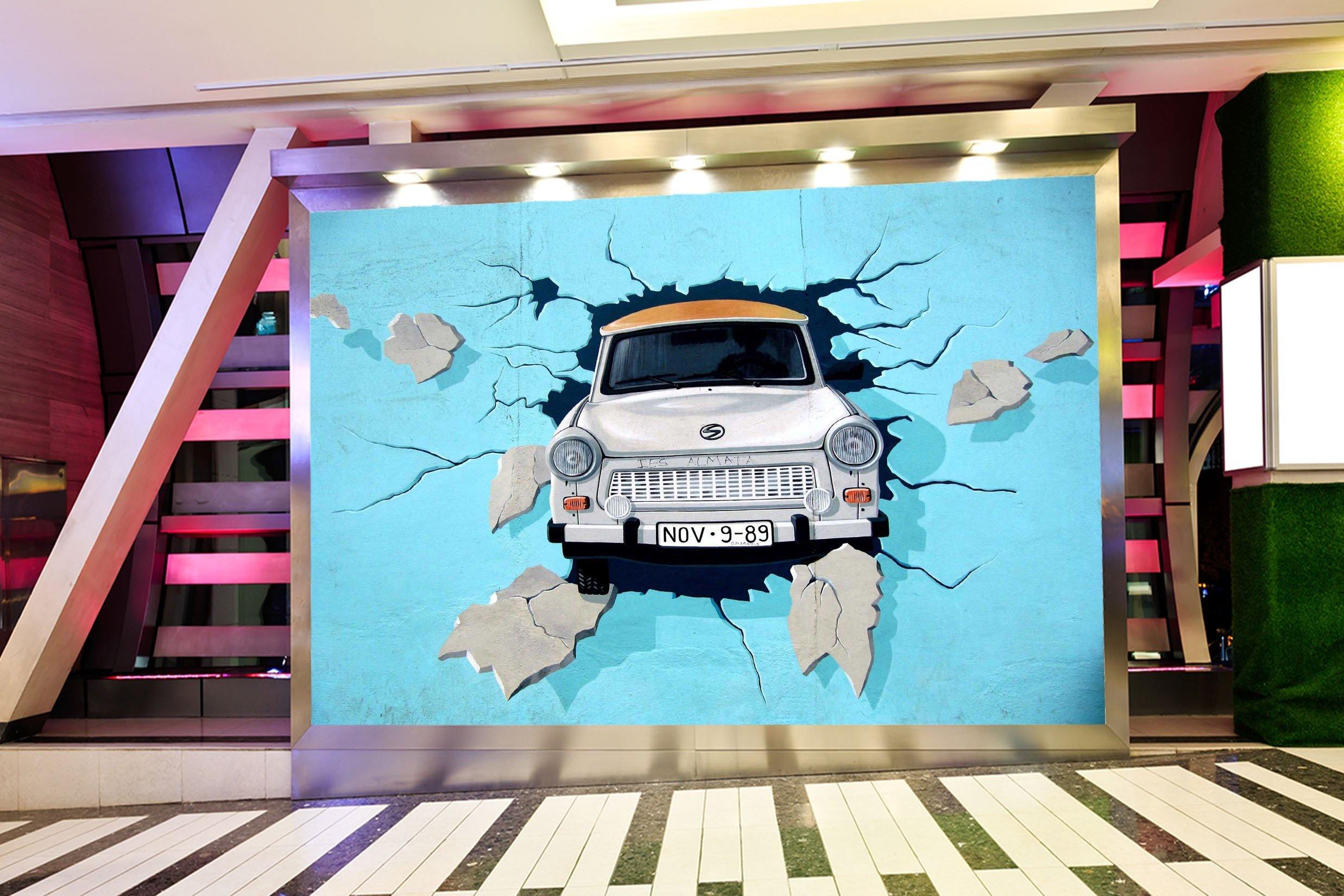 3D car collides into the wall 26 Wall Murals Wallpaper AJ Wallpaper 2