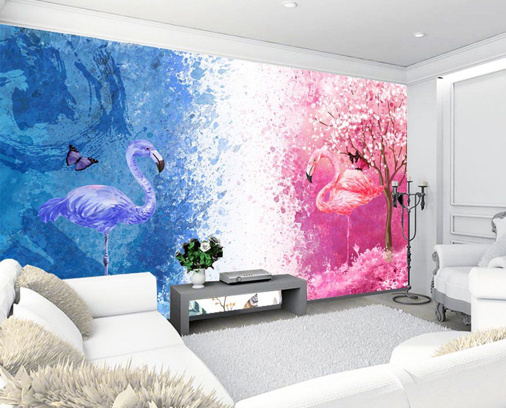 3D Flamingo Lake 211 Wall Murals Wallpaper AJ Wallpaper 2