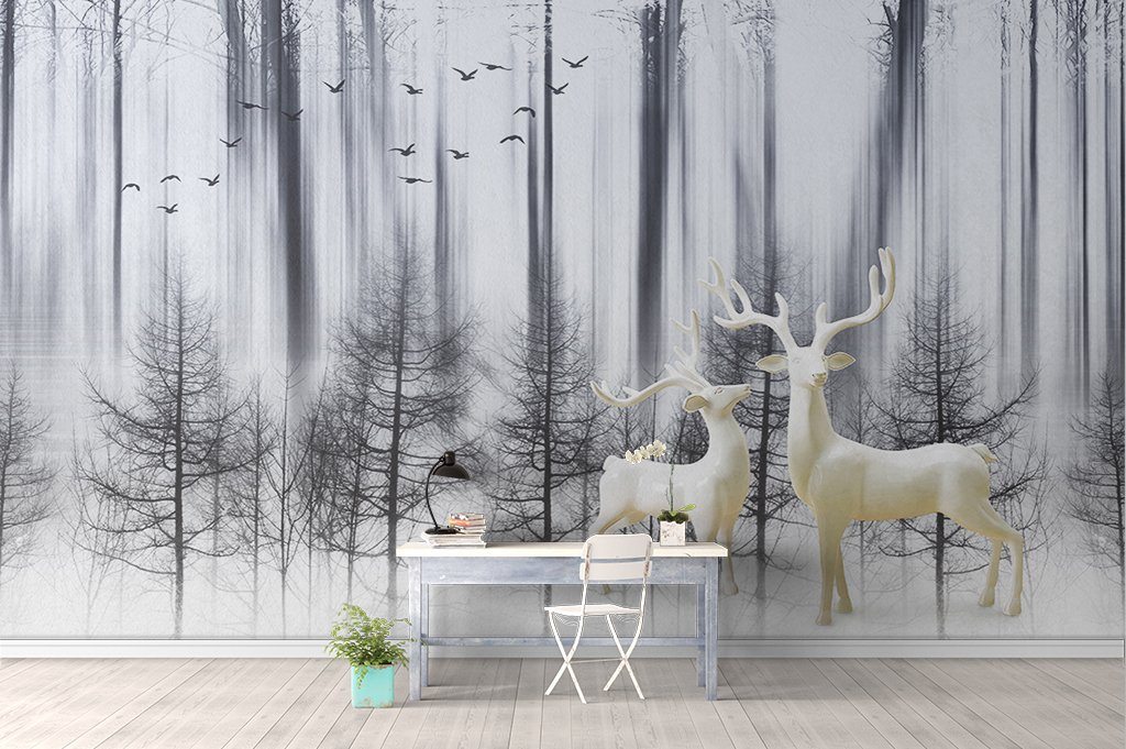 3D Foggy Forest 137 Wall Murals Wallpaper AJ Wallpaper 2