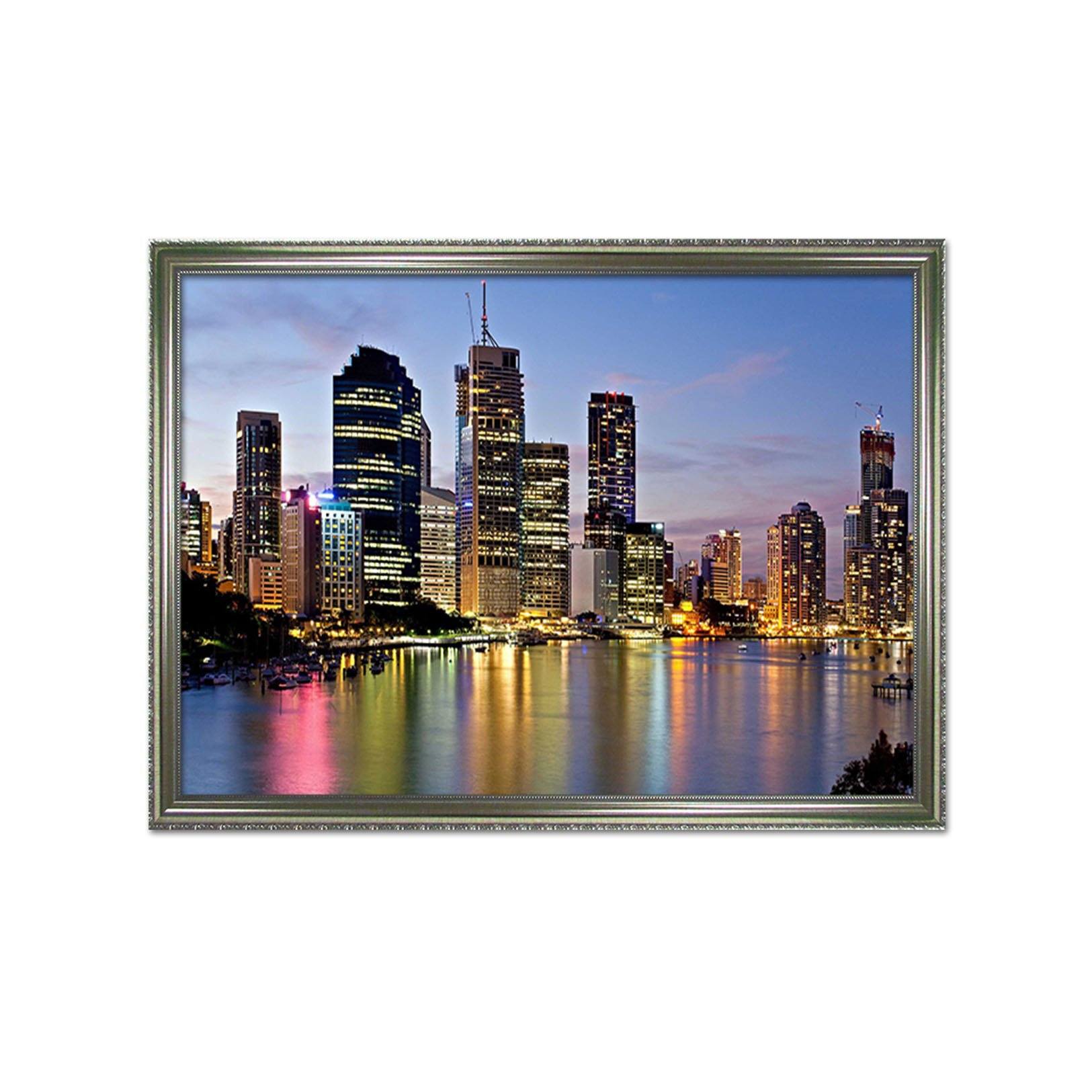 3D Lakeside City 073 Fake Framed Print Painting Wallpaper AJ Creativity Home