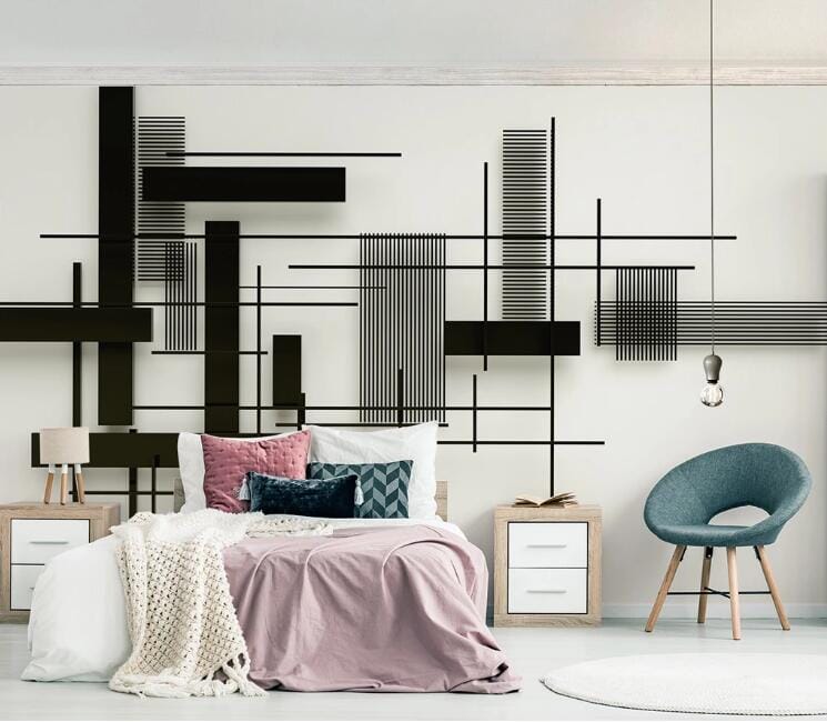 3D Black Geometry WC132 Wall Murals Wallpaper AJ Wallpaper 2