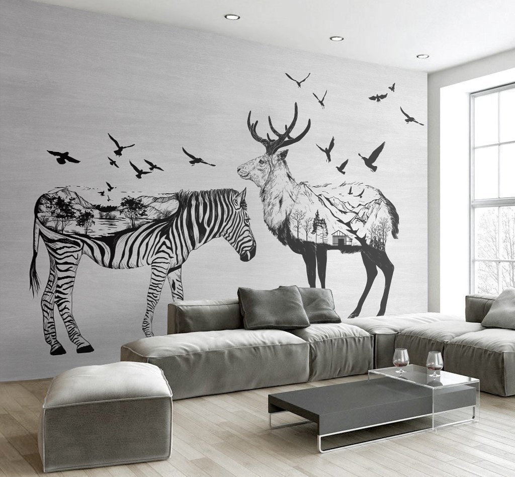 3D Zebra Antelope 357 Wall Murals Wallpaper AJ Wallpaper 2
