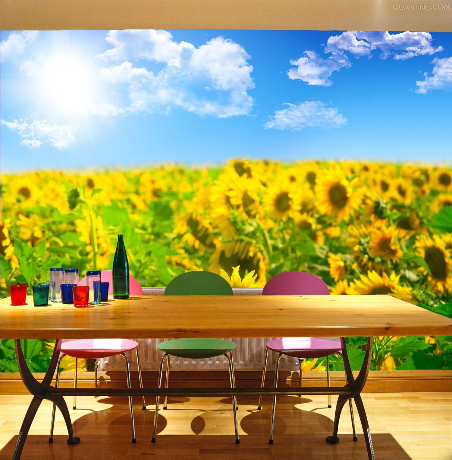 Bright Sunflowers Wallpaper AJ Wallpaper