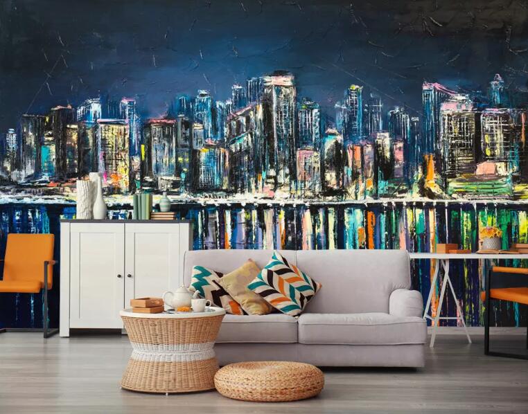 3D City Night Scene 885 Wall Murals Wallpaper AJ Wallpaper 2