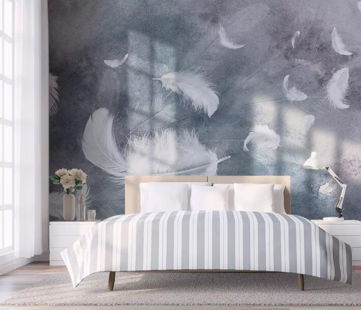 3D White Feather 1026 Wall Murals Wallpaper AJ Wallpaper 2