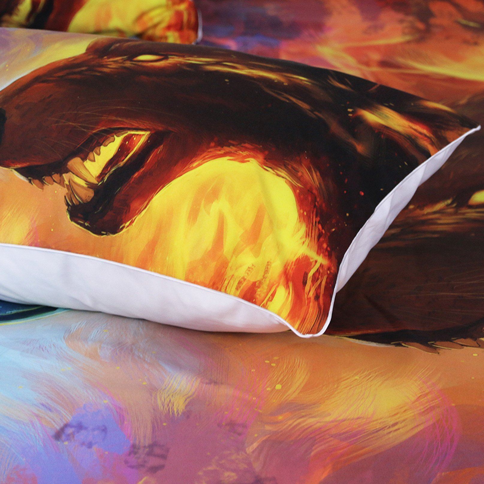 3D Pair Of Wolf 133 Bed Pillowcases Quilt Wallpaper AJ Wallpaper