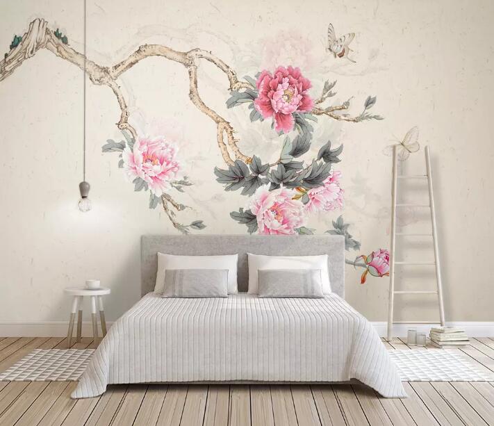 3D Pink Flowers 1233 Wall Murals Wallpaper AJ Wallpaper 2