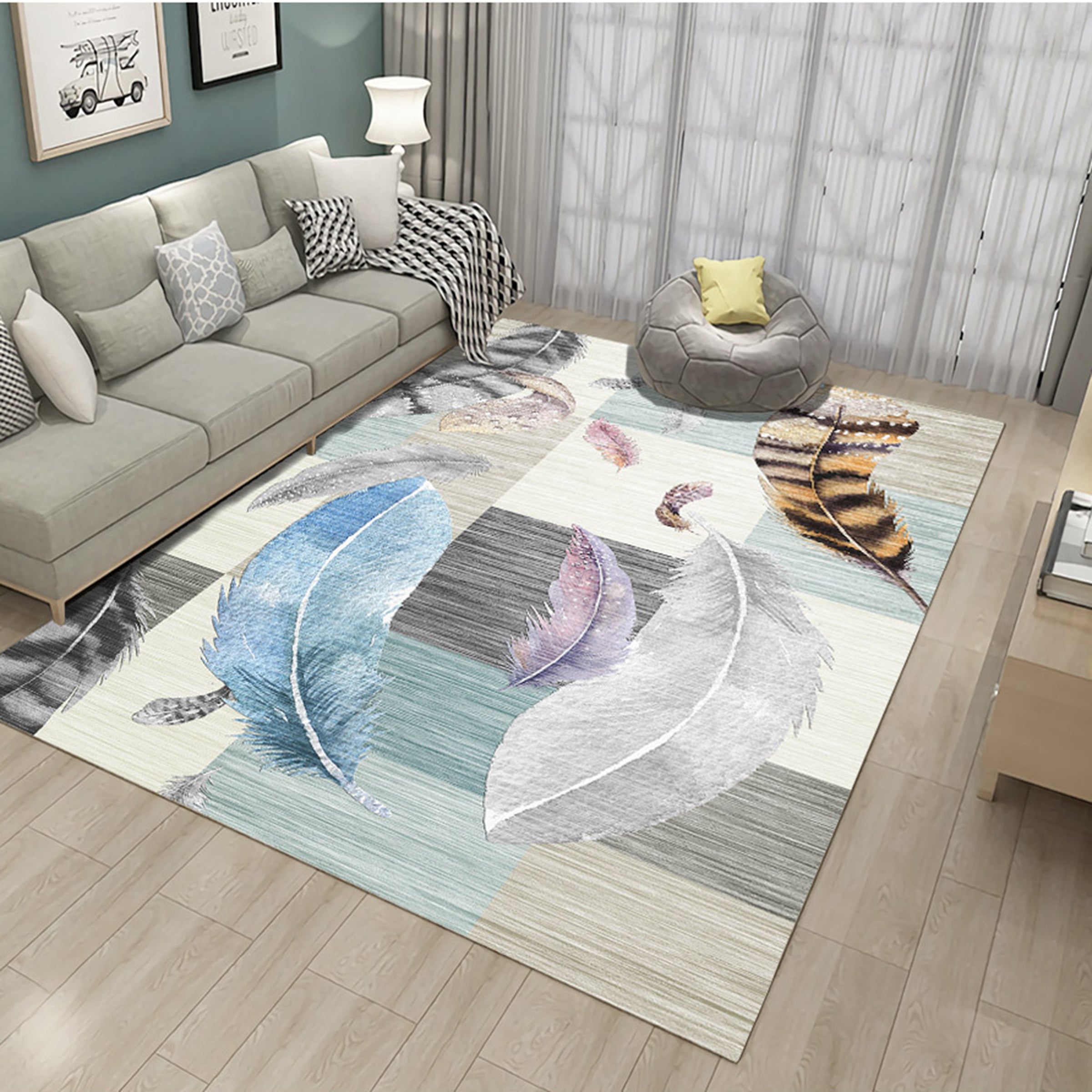 3D Colored Feather WG292 Non Slip Rug Mat Mat AJ Creativity Home