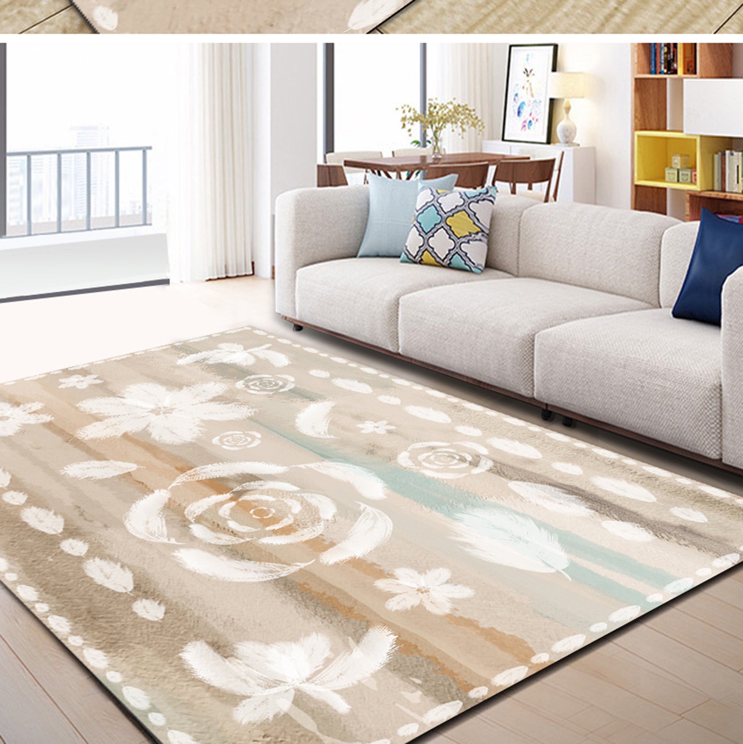 3D White Flowers WG430 Non Slip Rug Mat Mat AJ Creativity Home