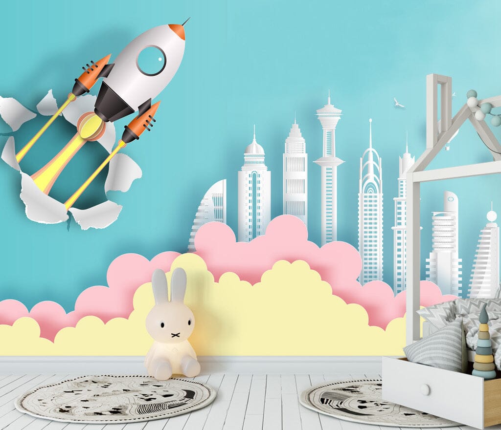 3D Rocket Launch WC082 Wall Murals Wallpaper AJ Wallpaper 2