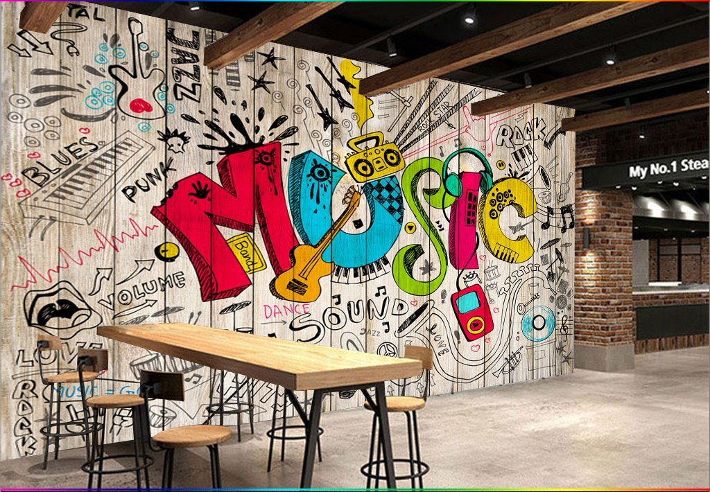3D Music Graffiti 609 Wall Murals Wallpaper AJ Wallpaper 2