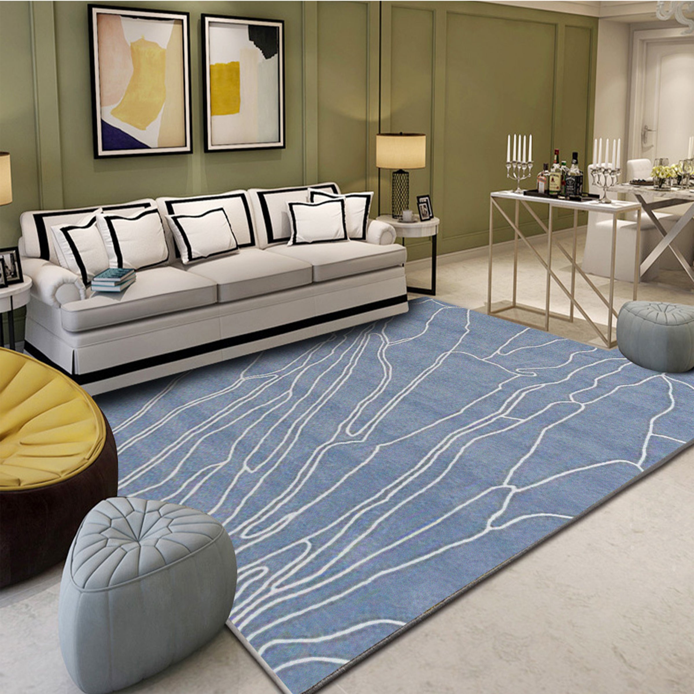 3D White Stripe WG132 Non Slip Rug Mat Mat AJ Creativity Home