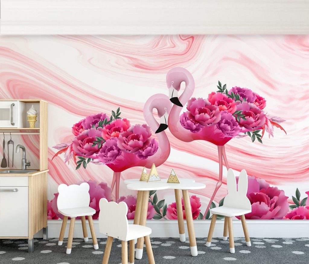 3D Pink Flamingo 353 Wall Murals Wallpaper AJ Wallpaper 2