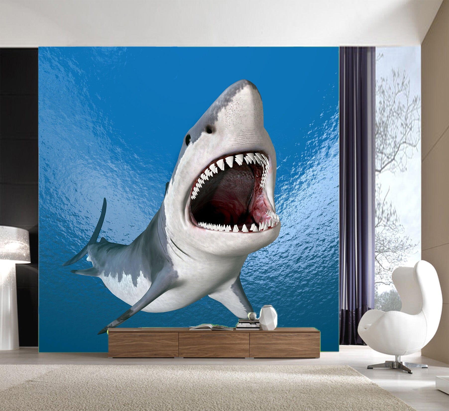 3D Great White Shark 1011 Wall Murals Wallpaper AJ Wallpaper 2