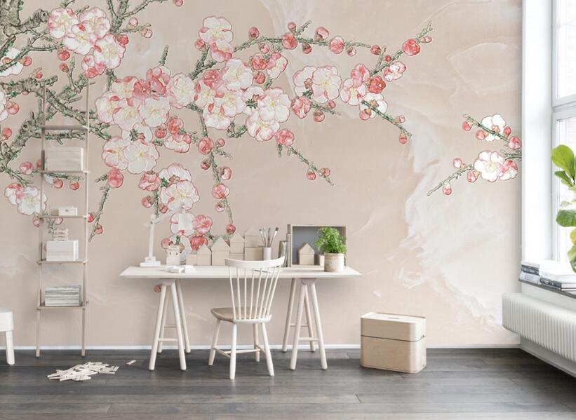 3D Peach Blossom 1165 Wall Murals Wallpaper AJ Wallpaper 2
