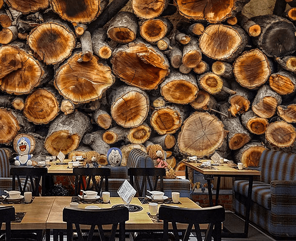 3D Wood Stacking Wall 428 Wallpaper AJ Wallpaper 2