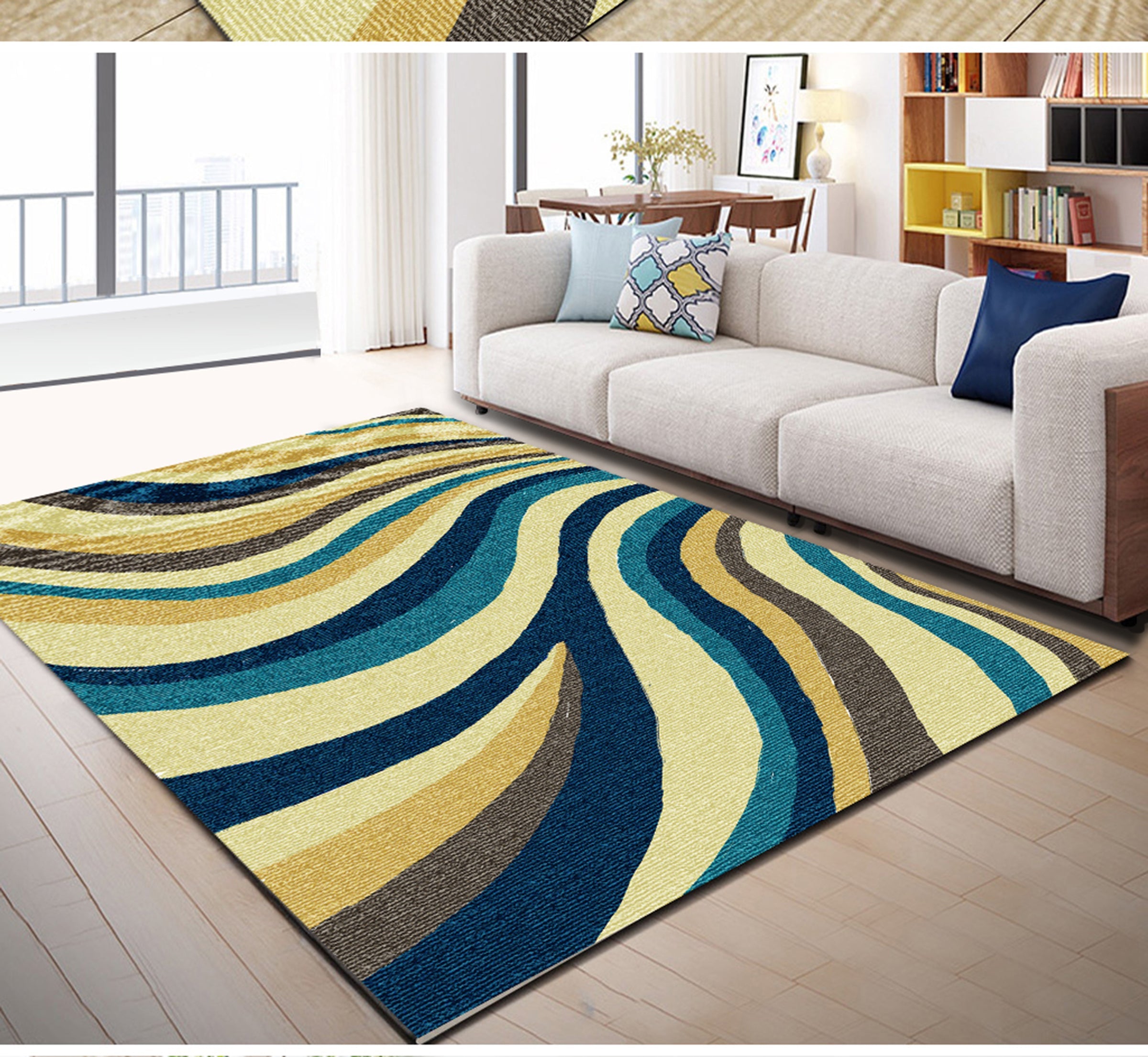3D Color Wave WG432 Non Slip Rug Mat Mat AJ Creativity Home