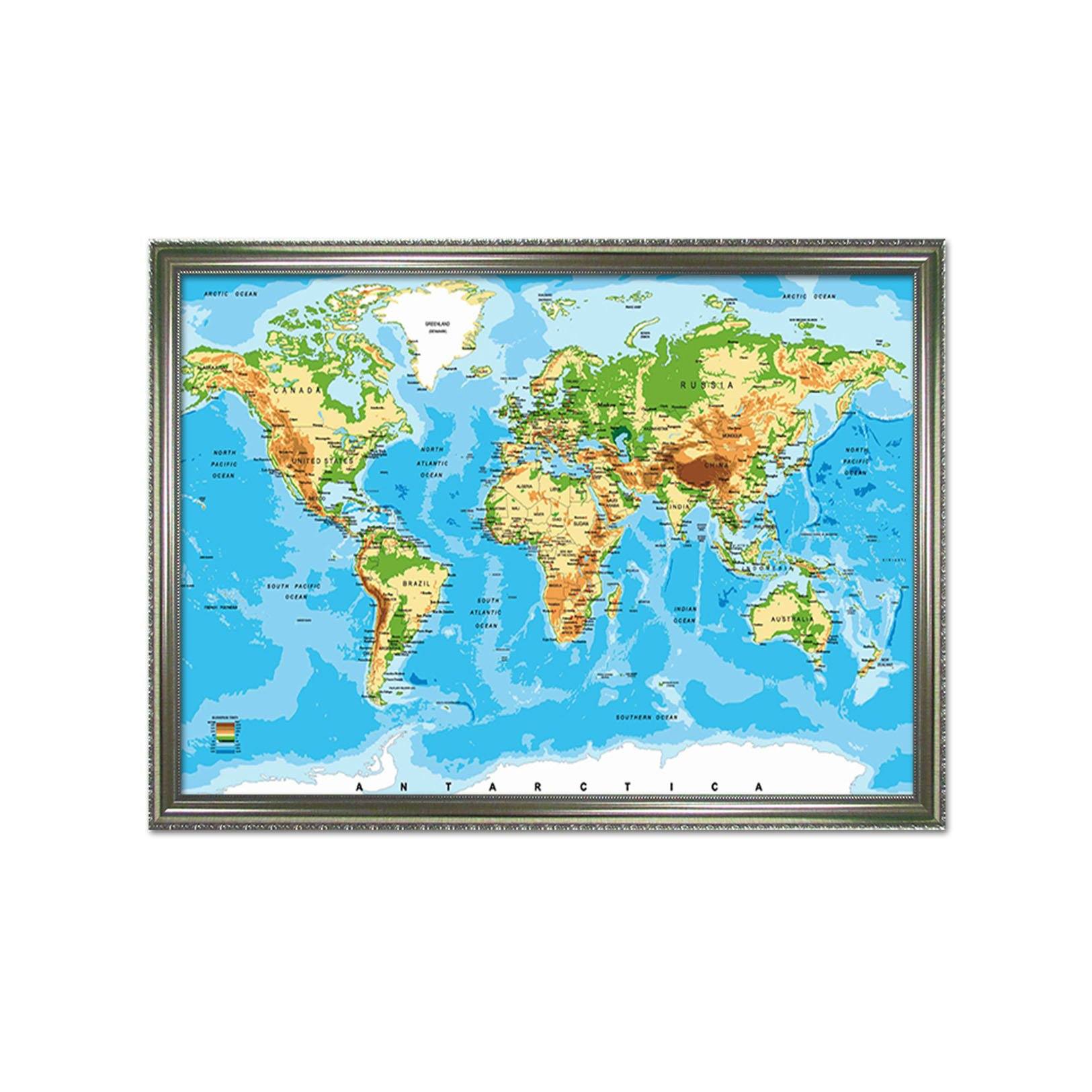 3D World Map 095 Fake Framed Print Painting Wallpaper AJ Creativity Home