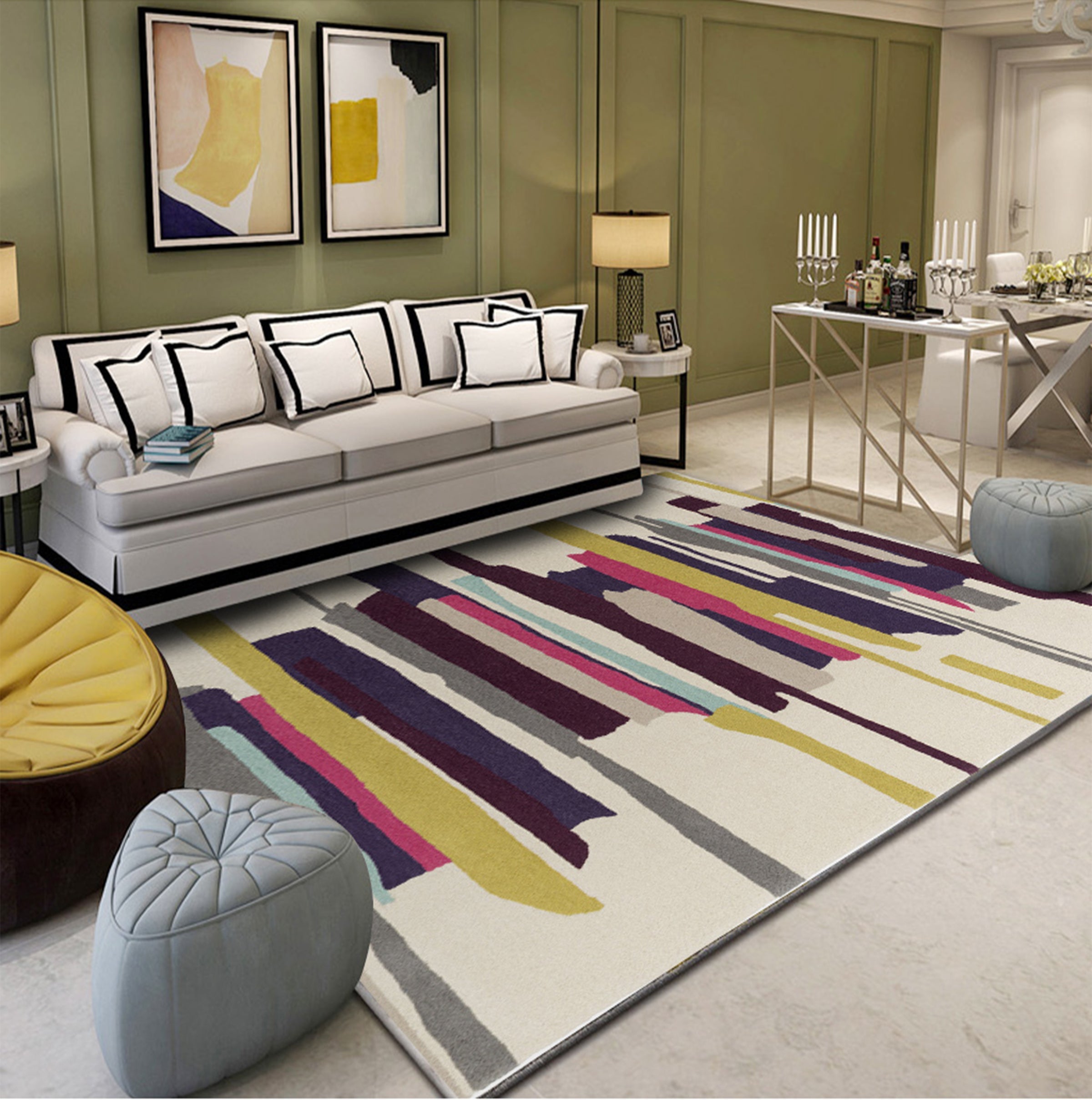 3D Color Stripe WG170 Non Slip Rug Mat Mat AJ Creativity Home