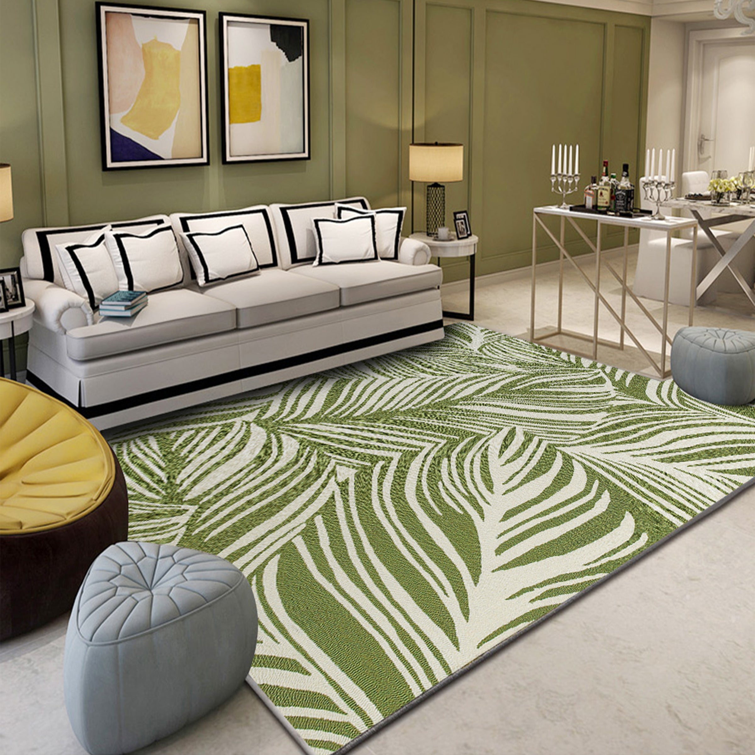 3D Green Leaves WG173 Non Slip Rug Mat Mat AJ Creativity Home