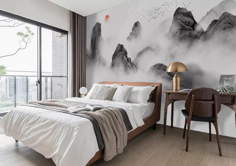 3D Misty Mountain Peak 111 Wall Murals Wallpaper AJ Wallpaper 2