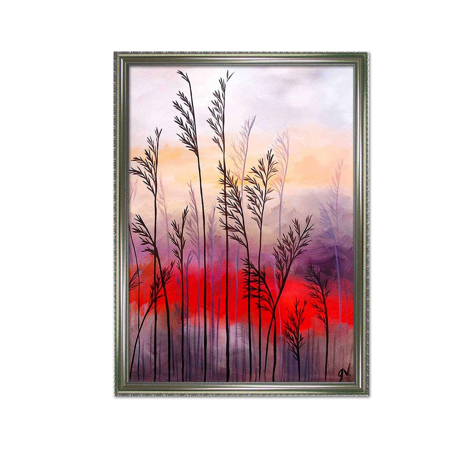 3D Wheat At Dusk 088 Fake Framed Print Painting Wallpaper AJ Creativity Home