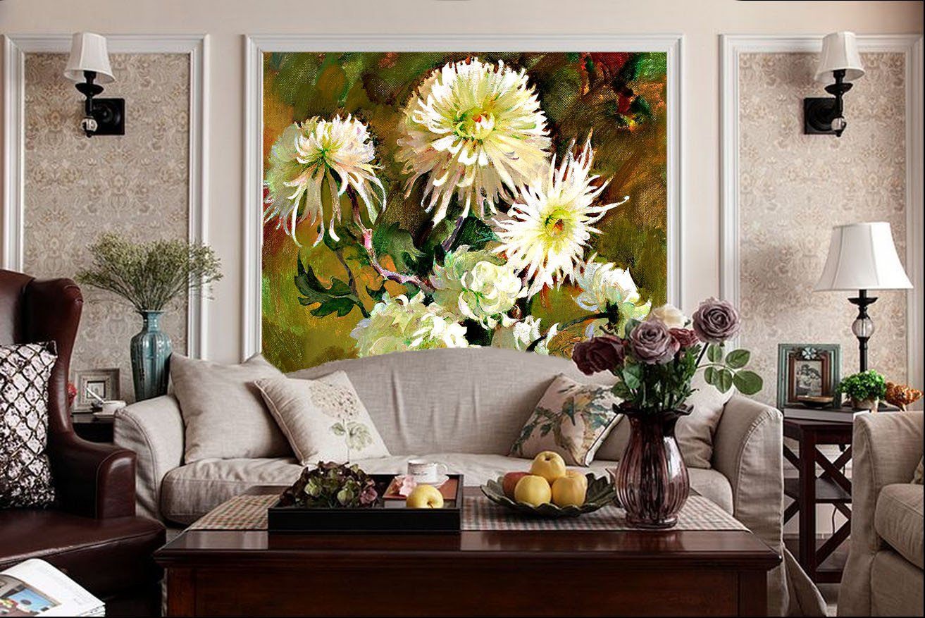 Chrysanthemums Painting Wallpaper AJ Wallpaper 2