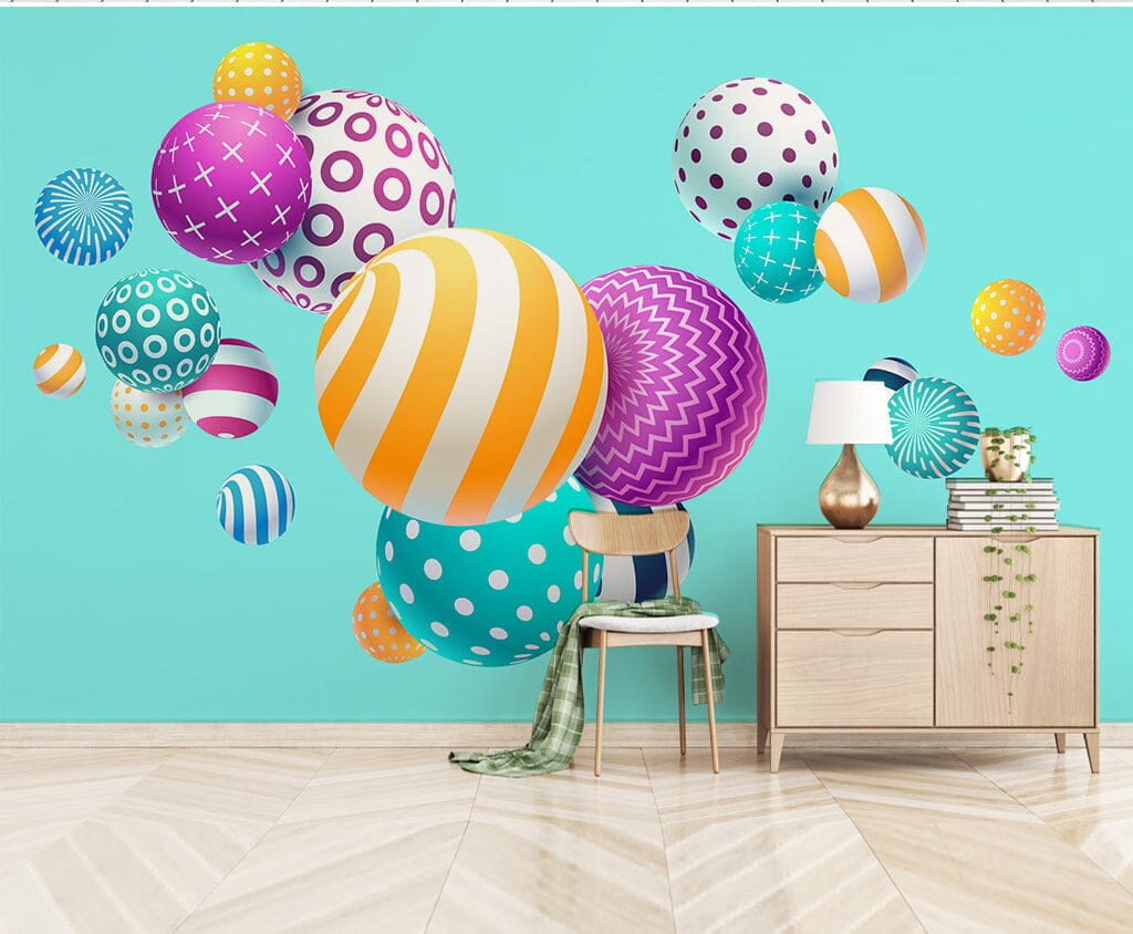 3D Colored Balls WC001 Wall Murals Wallpaper AJ Wallpaper 2