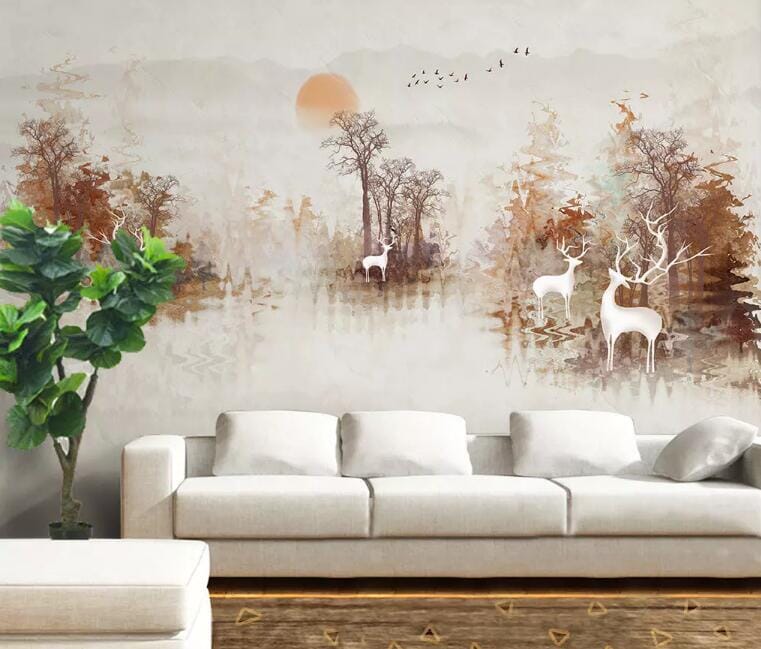 3D Yellow Forest 1663 Wall Murals Wallpaper AJ Wallpaper 2