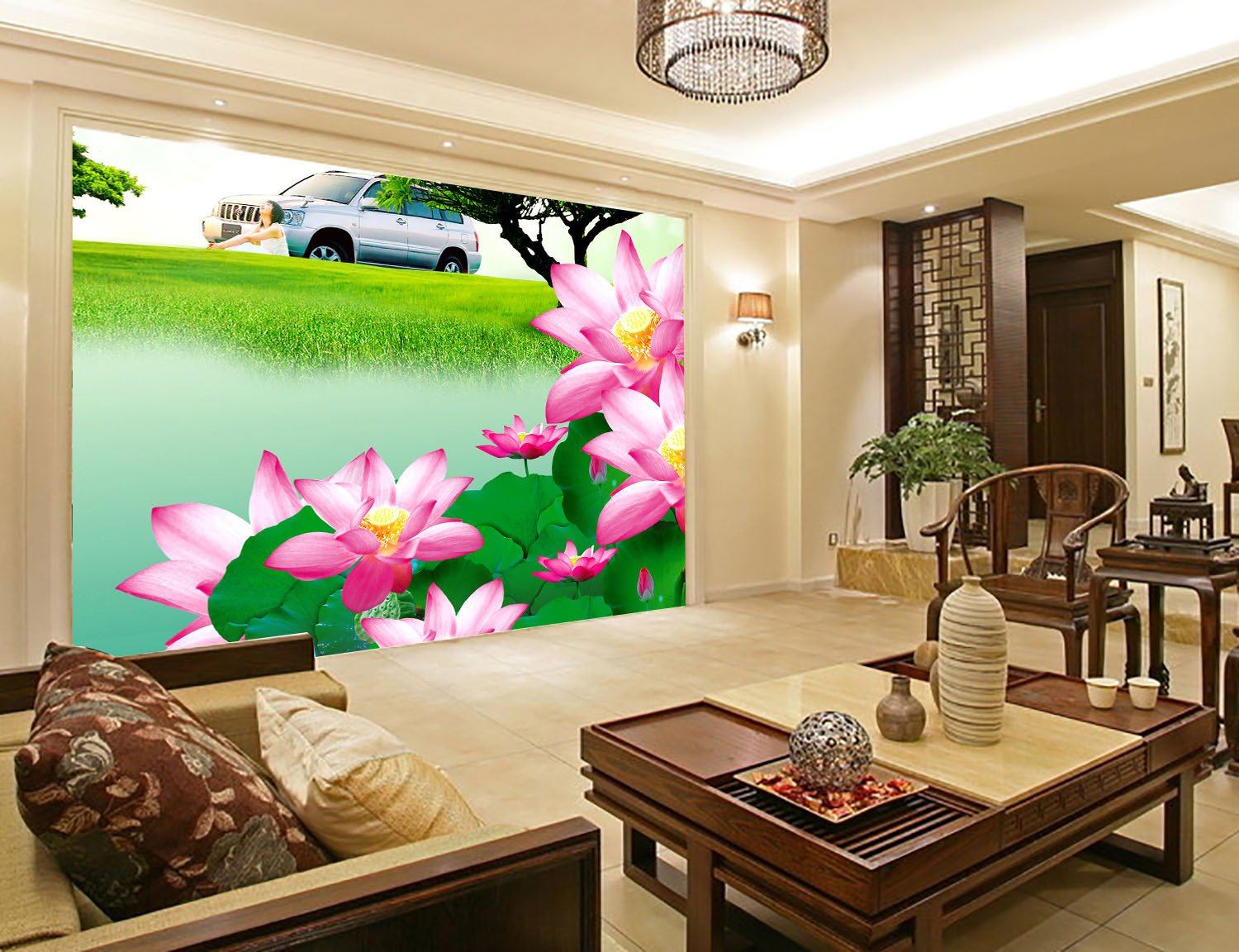 Fresh Lotus And Grass Wallpaper AJ Wallpaper