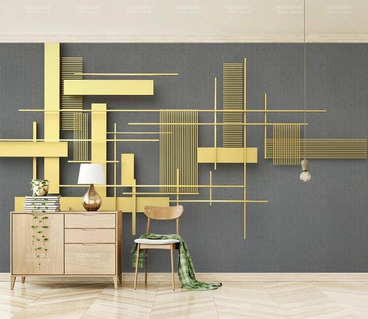 3D Golden Geometry WC133 Wall Murals Wallpaper AJ Wallpaper 2