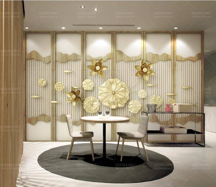 3D Golden Lotus WC162 Wall Murals Wallpaper AJ Wallpaper 2