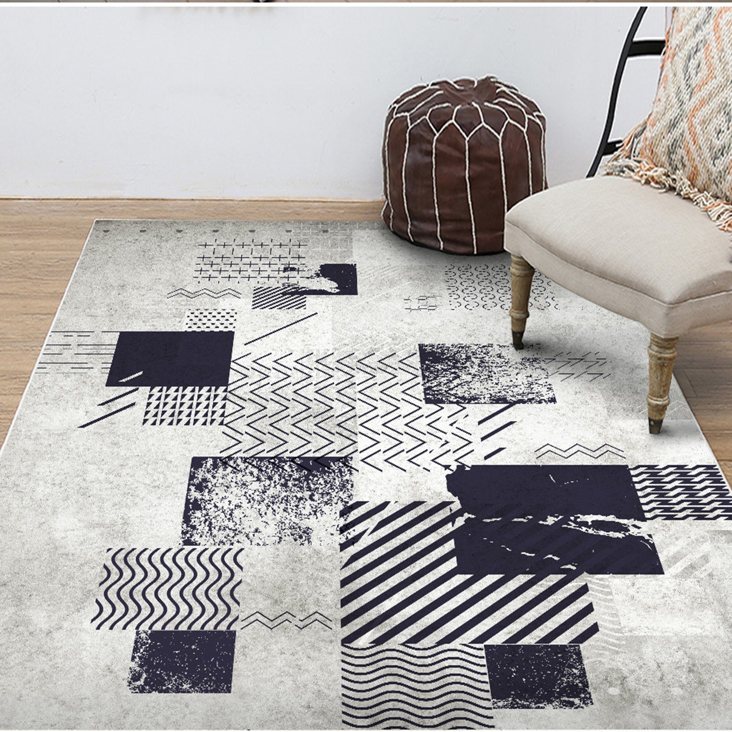 3D Black Lines WG233 Non Slip Rug Mat Mat AJ Creativity Home