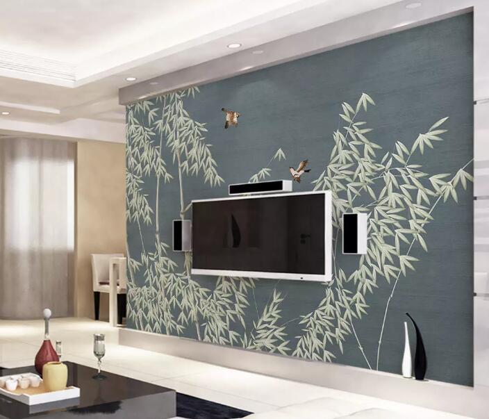 3D Bamboo Leaves 1208 Wall Murals Wallpaper AJ Wallpaper 2