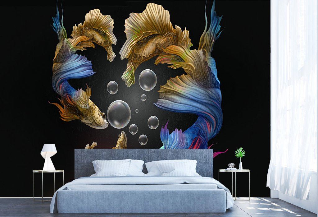 3D Goldfish Bubble 363 Wall Murals Wallpaper AJ Wallpaper 2