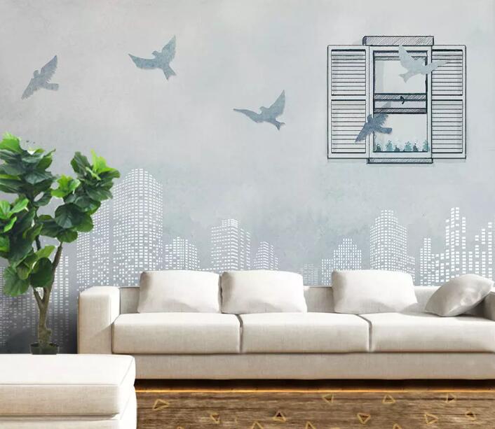 3D City Bird 342 Wall Murals Wallpaper AJ Wallpaper 2