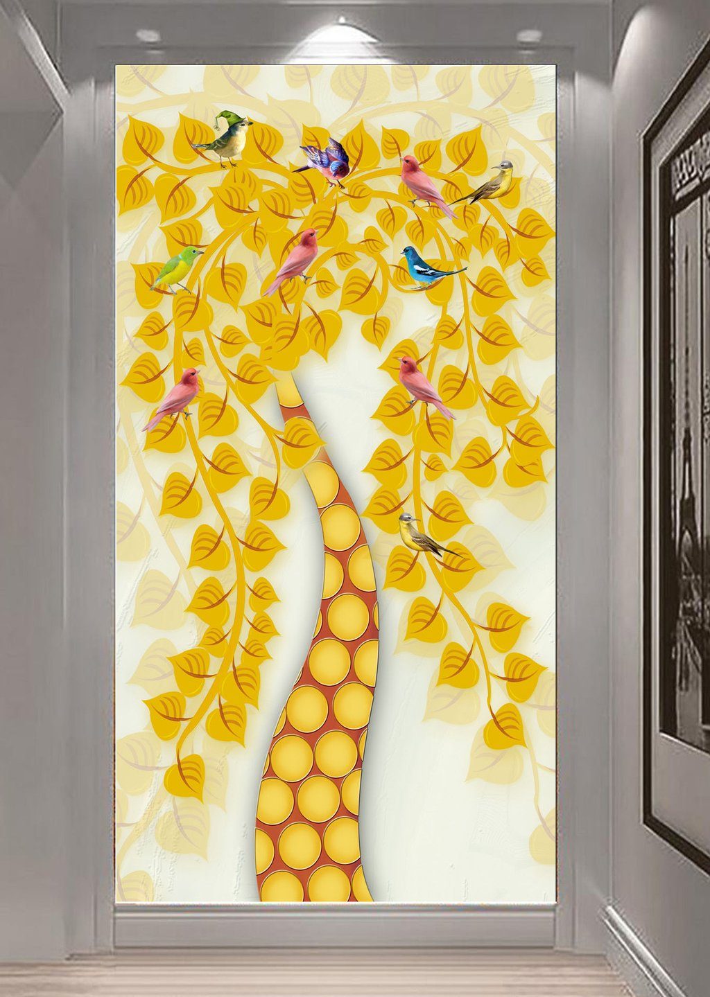 3D Golden Leaves 555 Wall Murals Wallpaper AJ Wallpaper 2