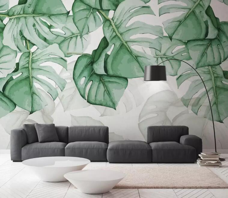 3D Green Leaves 045 Wall Murals Wallpaper AJ Wallpaper 2