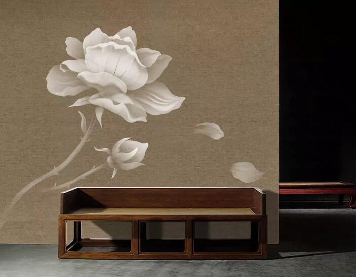 3D White Lotus 1003 Wall Murals Wallpaper AJ Wallpaper 2