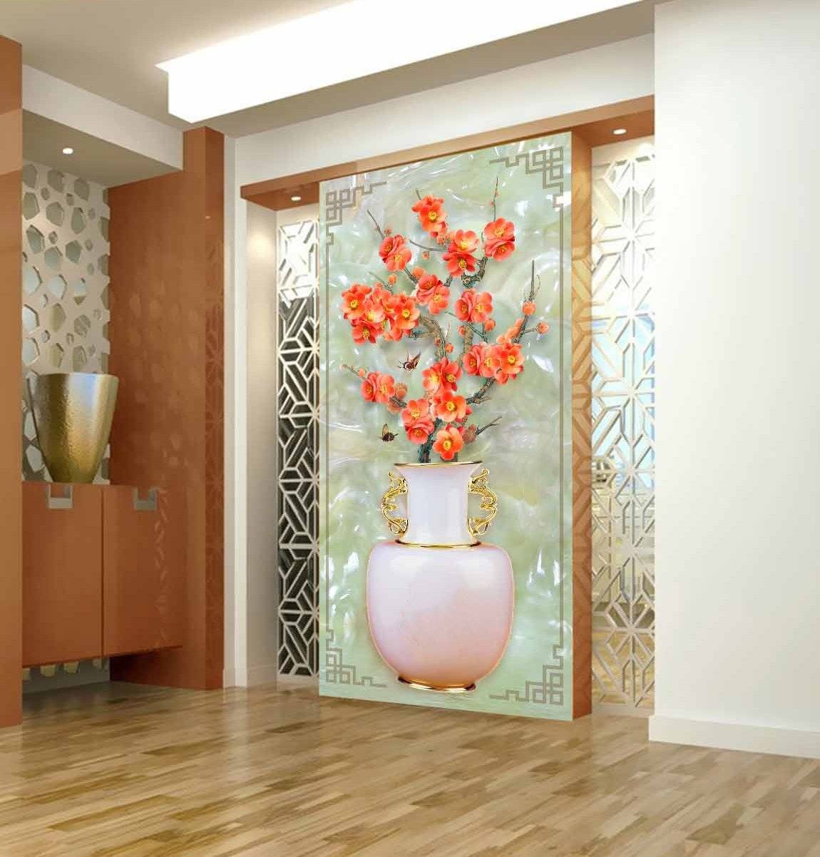 3D Vase Flowers 383 Wallpaper AJ Wallpaper