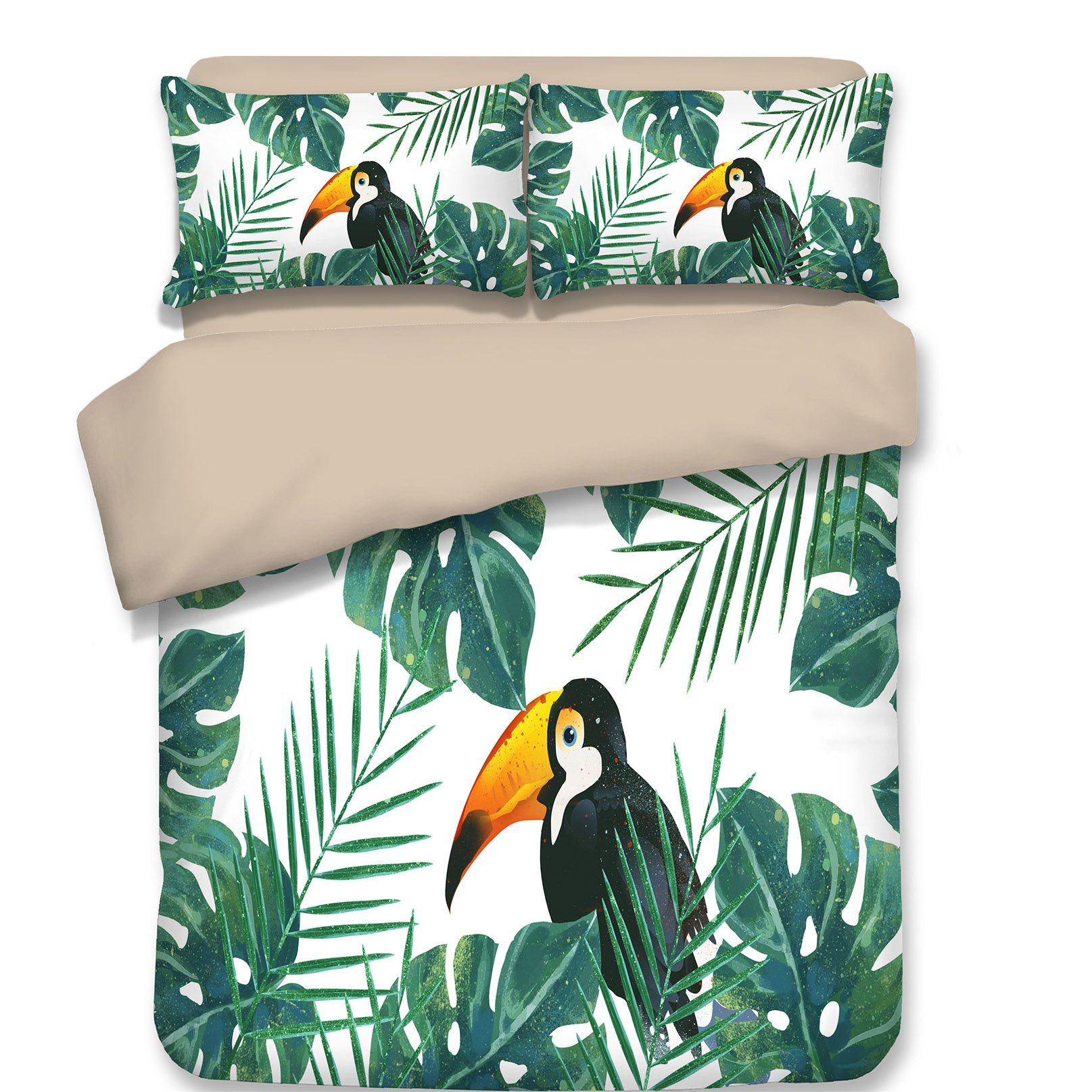 3D Toucan Leaves 102 Bed Pillowcases Quilt Wallpaper AJ Wallpaper