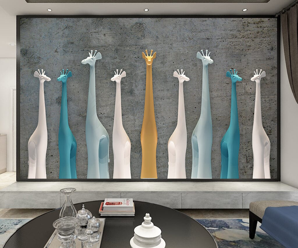 3D Painted Giraffe WC034 Wall Murals Wallpaper AJ Wallpaper 2