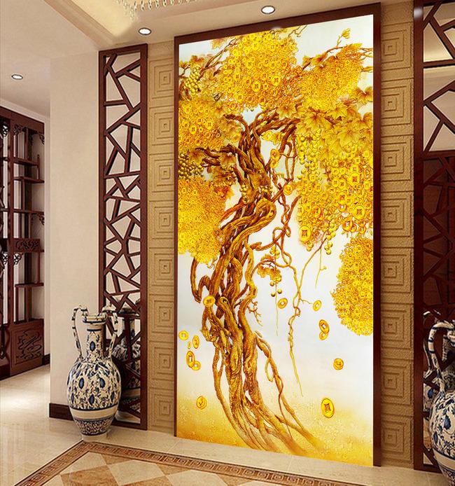 3D Golden Tree 637 Wall Murals Wallpaper AJ Wallpaper 2