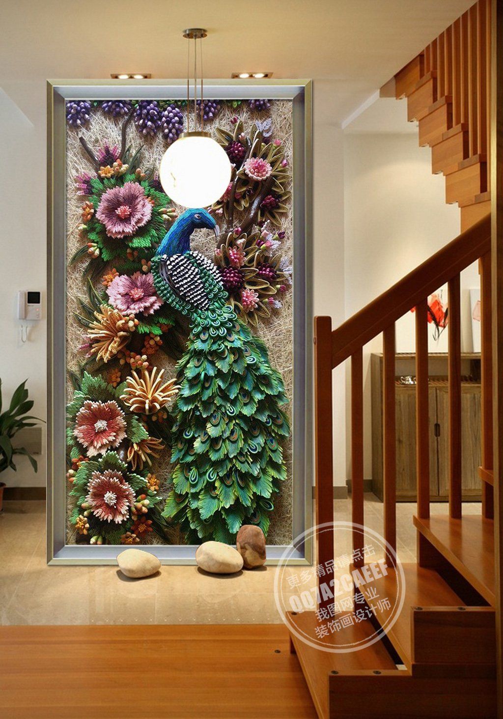 3D Peacock Flower 648 Wall Murals Wallpaper AJ Wallpaper 2