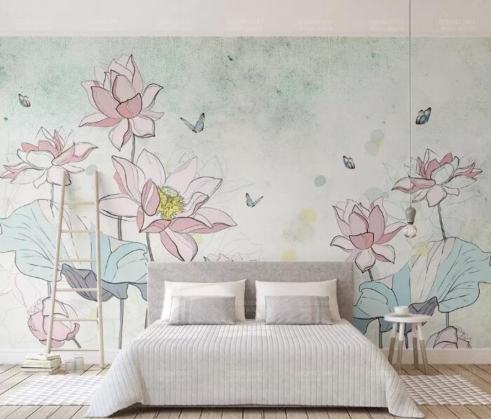 3D Lotus 929 Wall Murals Wallpaper AJ Wallpaper 2