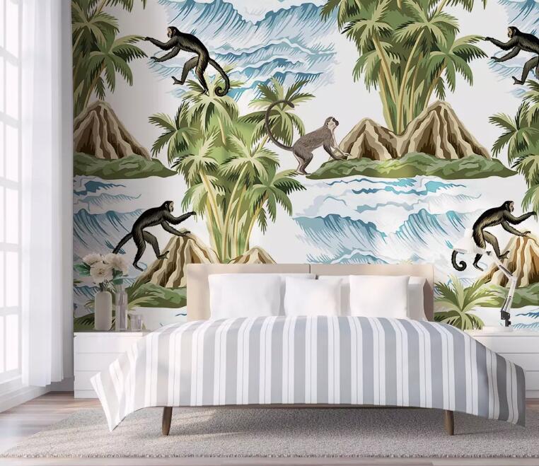 3D Monkey Climbing Tree 1275 Wall Murals Wallpaper AJ Wallpaper 2