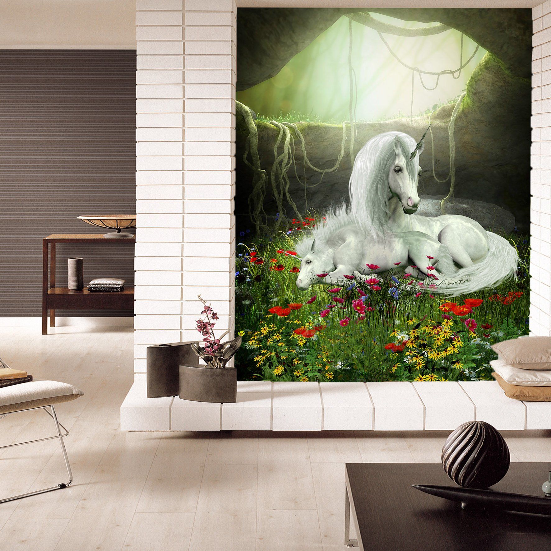 3D Tree Hole Unicorn 025 Wallpaper AJ Wallpaper