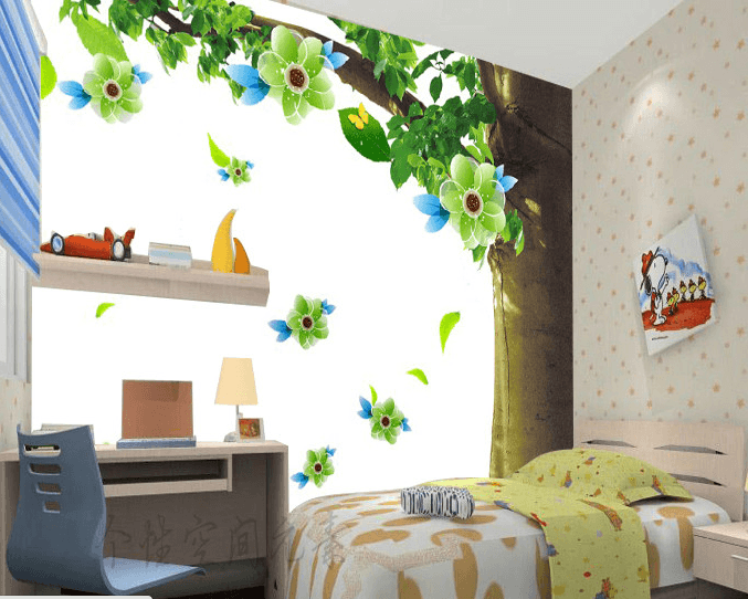 Falling Green Flowers Wallpaper AJ Wallpaper