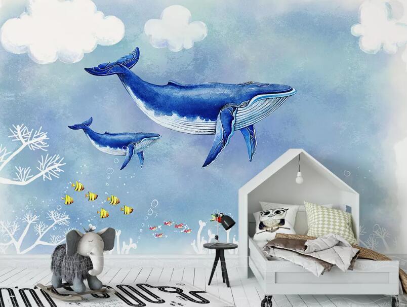 3D Blue Whale 1443 Wall Murals Wallpaper AJ Wallpaper 2