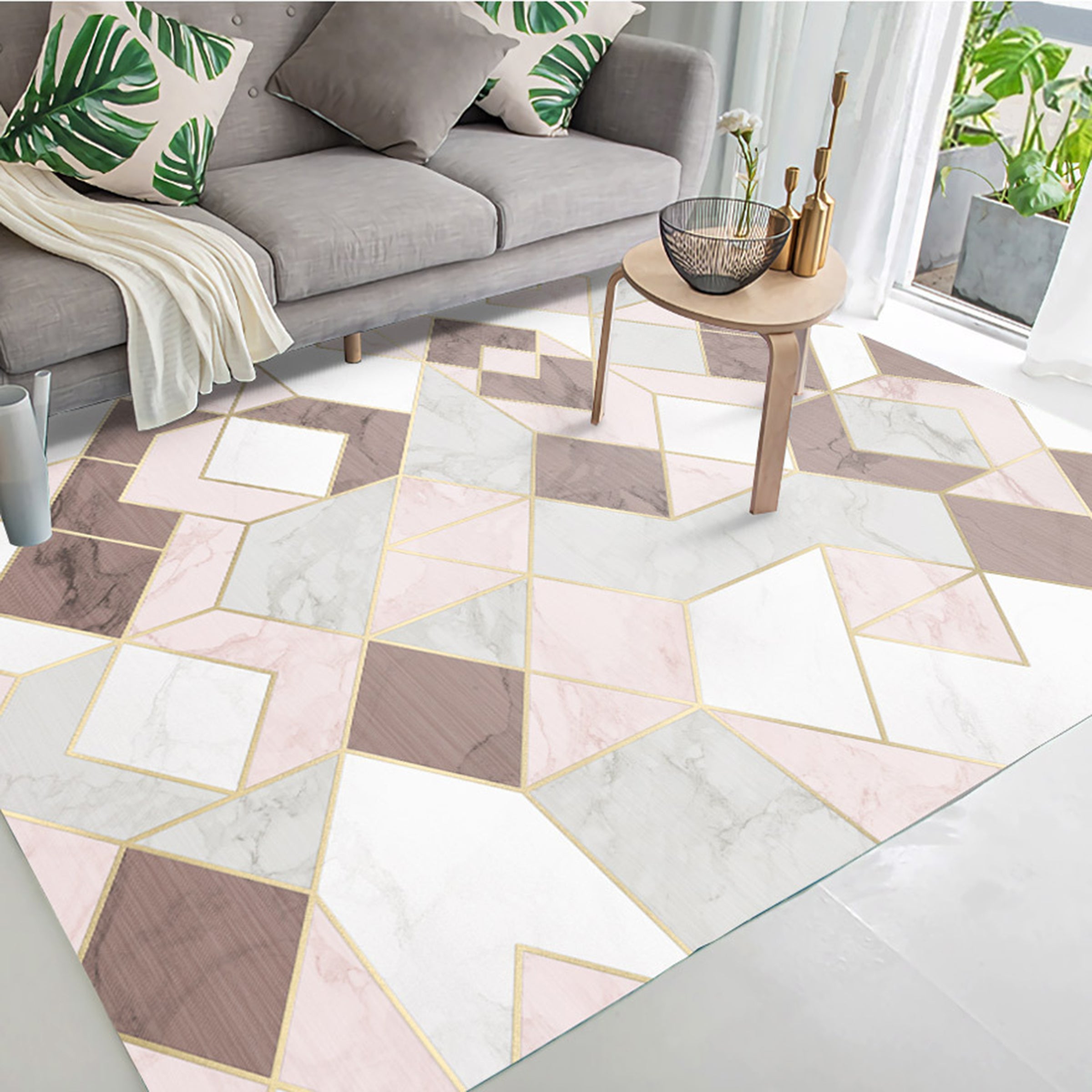 3D Colored Geometric Pattern WG320 Non Slip Rug Mat Mat AJ Creativity Home